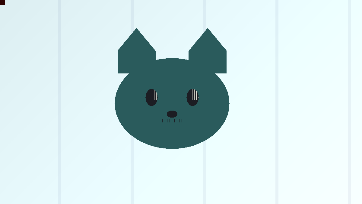A geometric judge cat face on warm striped paper